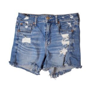 American Eagle Hi Rise Shortie Medium Distressed Blue High Rise Stretch Womens 6
